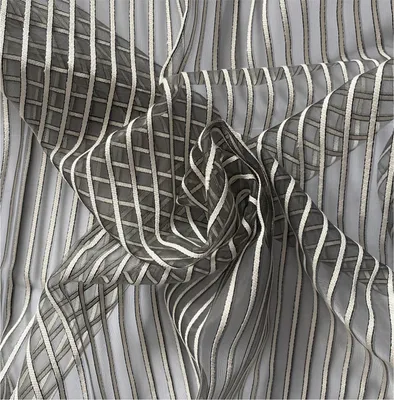 Produktbild von heimtexland ® Dekoschal Organza Streifen Anthrazit Grau Ösenschal Vorhang HxB 235x135 cm Transparent Typ744