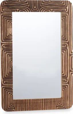 Zdjęcie produktu dla Lustro ścienne w drewnianej ramie mango LINES&CURVES, 60 x 90 cm