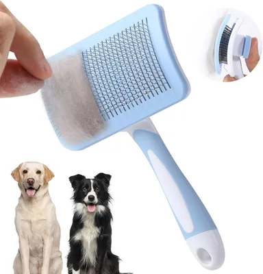 Produktbild von Hunde- und Katzenbürste 2-in-1, Edelstahlhaare, für lange und kurze Felle, schnelle Reinigung