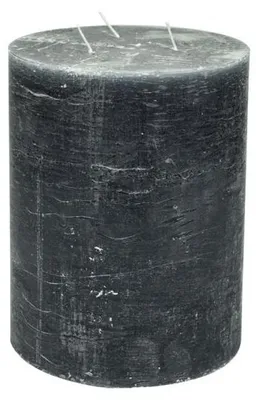 Obrázek produktu pro Svíčka značky Stumpenkerze, průměr 15 cm, výška 20 cm, tmavě šedá barva, doba hoření cca 120 hodin.