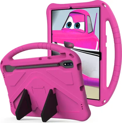 Produktbild von Kinder Hülle für Samsung Galaxy Tab S8+/ S8 Plus/ S7+/ S7 Plus/ S7 FE SM-X800/X806/T970/ T975/T976/T978/T730/T733/T735/T736/T738, Eva Leichte Stoßfeste Faltbarem Ständer, Kids Griff Schutzhülle Rosa