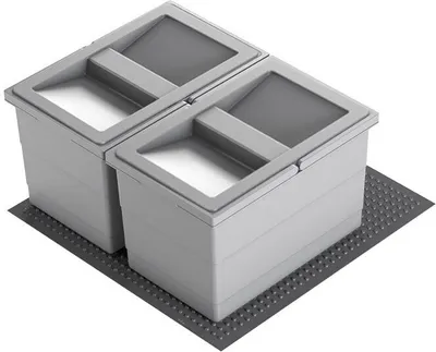 Obrázek produktu pro Hailo Allegro 220 Koš 2×14 l – světlá šedá, pro skříňku 60 cm