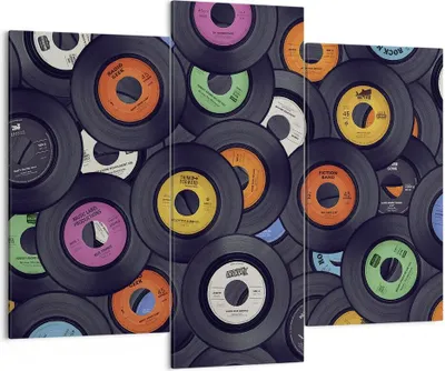 Produktbild von Bild auf Leinwand - Leinwandbild - 3 Teile - Platten Vinyl Grafiken - 130x100cm - Wand Bild - Wanddeko - Wandbilder - Leinwanddruck - Bilder - Wanddekoration - Leinwand bilder - CB130x100-4185