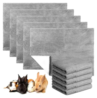 Produktbild von 10er Set Waschbare Kleintierunterlage, wasserdicht und saugfähig, wiederverwendbare PIPI Pads für Meerschweinchen, Kaninchen, Katze und kleine Hunde (Grau, 45 x 60 cm)