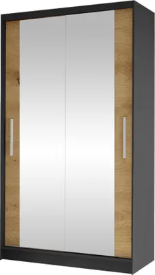 Produktbild von MIRJAN24 Schiebetürenschrank Costa VII, Kleiderschrank, Stilvoll Schlafzimmer Garderobenschrank (Farbe: Schwarz / Artisan Eiche)