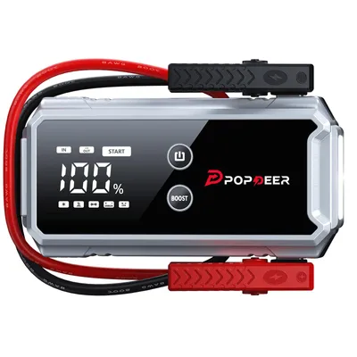 Produktbild von POPDEER PD-ONE 4000A All-in-One Starthilfe mit integrierten intelligenten Klemmen, bis 8L Benzin / 6L Diesel, Powerbank, LCD & LED-Taschenlampe