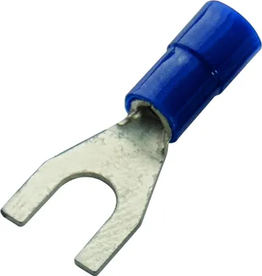 Produktbild von Haupa Gabelkabelschuh blau isoliert 1,5 - 2,5mm² / M6, 100 Stk.