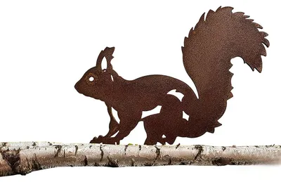 Rostfarbige Eichhörnchen-Figur, Gartendeko aus Metall, 14x16 cm