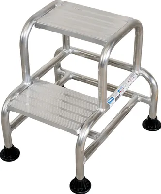 Produktbild von Aluminium Tritt Rigolo 2-stufig, geschweißt, Plattformhöhe 50 cm, 36 cm Breite