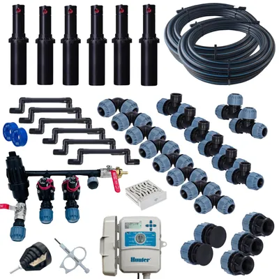 Produktbild von Hunter PGJ Bewässerungssystem für 100-200m² Rasen & Garten - Rasenbewässerung unterirdisch - Komplettset (200 m² - Smart WiFi)