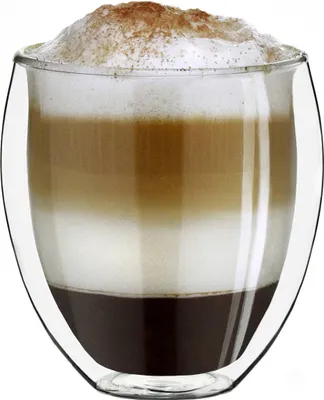 Produktbild von Creano doppelwandiges Thermoglas XXL 400ml, extra großes hitzebeständiges Kaffeeglas/Teeglas aus Borosilikatglas (DG-Bauchig)
