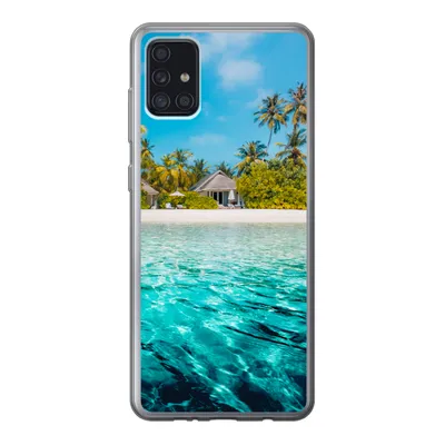Produktbild von MuchoWow® Handyhülle Schutzhülle Hülle für Samsung Galaxy A52 5G Strand - Palmen - Meer Silikon Softcase Handy Hülle - Umschlag