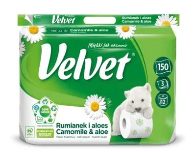 Immagine prodotto di Asciugamani di carta Velvet con camomilla e aloe vera, 12 rotoli