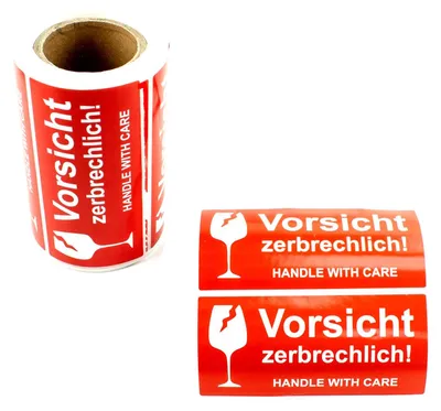 Vorsicht zerbrechlich Aufkleber, 250 Stück, 102 x 48 mm, rot, selbstklebend