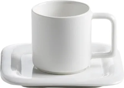 Produktbild von Maxwell & Williams Sphere Square Espressotasse + Untertasse, 70ml, Weiß,JX80701