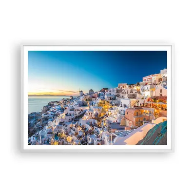 Produktbild von Gerahmtes Poster - Weißer Rahmen - Griechenland Insel Sommer - 100x70 cm - Wand Bild - Wanddeko - Wandbilder - Wandposter - Bilderrahmen - Bilder - Kunstdruck - Wandbild - P2WAA100x70-4062