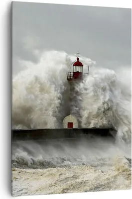 Produktbild von Bild auf Leinwand - Leinwandbild - Einteilig - Leuchtturm Ozean Sturm - 70x100cm - Wand Bild - Wanddeko - Wandbilder - Leinwanddruck - Wanddekoration - Leinwand bilder - Wandbild - PA70x100-2442