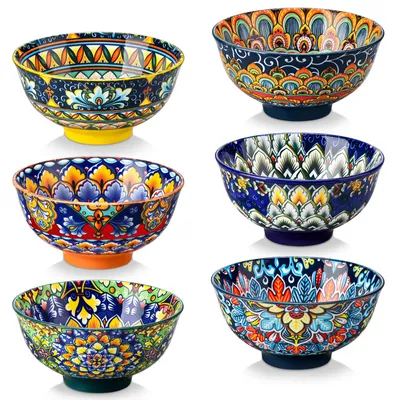Müslischalen-Set, 6er, Keramik, 4,75 Zoll, Boho-Design