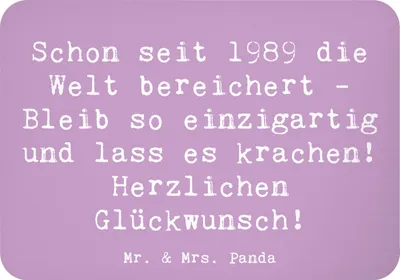 Produktbild von Mr. & Mrs. Panda Kühlschrankmagnet Spruch 1989 Geburtstag - Lavendeltraum - Geschenk, Freund, zettelhalter, küchenmagnet, Glückwunsch, Familie, magnet, Herzlichen, Alter