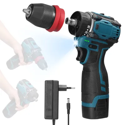 Produktbild von 18 V 2-in-1-Lithium-Bohrschrauber, elektrischer Schraubendreher, Multifunktions-Elektrowerkzeug, buerstenloser Motor mit 45 Nm Drehmoment, praktischer Schraubendreher fuer Haushaltsgeraete, Moebelmontage, Reparatur von Automobilelektronik