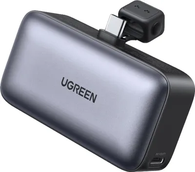 Produktbild von Ugreen externer Akku 5.000 mAh, 22,5 W, integrierter USB-C-Anschluss, LED-Anzeige, Schwarz
