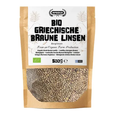 Produktbild von Apsogo Braune Linsen aus Griechenland - Vegan & Proteinreich, 500g