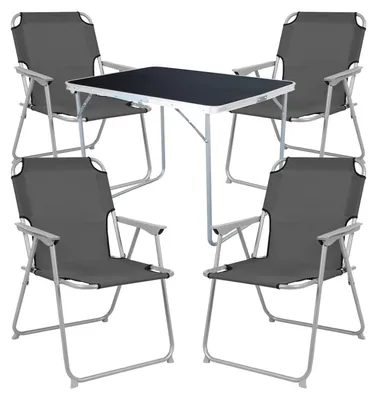 Image de set de camping 5 pièces table de camping 4 chaise de camping chaise pliante