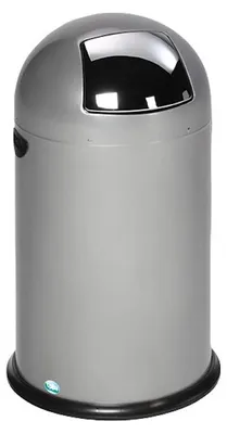 Produktbild von Klassischer Abfallsammler mit Einwurfklappe & Inneneinsatz | 22 Liter, HxBxT 64x40x40cm | Verzinkter Stahl | Silber