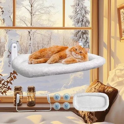 Produktbild von Famanu Katzenbett mit Saugnäpfen für Innen - Groß und Stabil