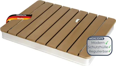 Produktbild von Gartendusche Outdoor eckig TYLIX - WPC Bodendusche 4m Fontänenhöhe mit Fußrad | Außendusche rutschfest Saunadusche Campingdusche wetterfest
