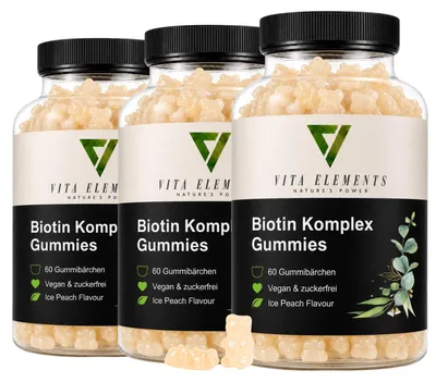 Vita Elements Gummies Complexe Biotine, lot de 3.