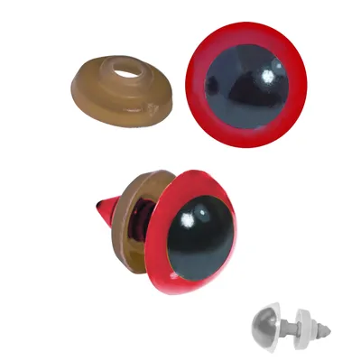 Produktbild von 20 Paar Sicherheits-Augen 16mm, Kunststoff, Puppen, Teddies, Amigurumi, Farbwahl, Farbe:rot
