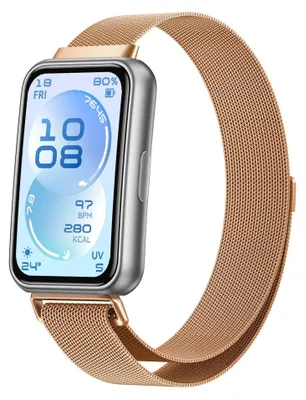 Image de Bracelet de montre connectée en métal pour Huawei Band 11 / 11 Pro / 10 Mesh, magnétique, or rose