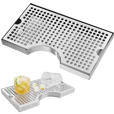 Imagen del producto de Bandeja de goteo de acero inoxidable 304 VEVOR, con 4 almohadillas de goma antideslizantes y tapa removible, de 300 x 180 x 25 mm. Ideal para bares, restaurantes, cocinas, cafeterías, etc.
