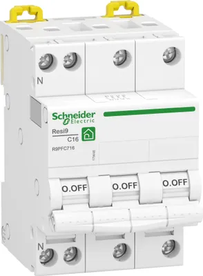 Image de Resi9 - disjoncteur modulaire - 3P+N - 16A - courbe C - peignable - SCHNEIDER ELECTRIC - R9PFC716