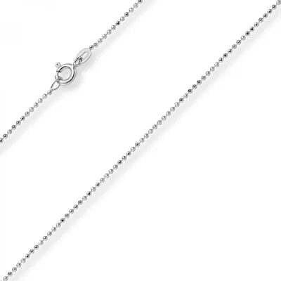 Produktbild von 1mm Kugelkette diamantiert Kette Goldkette Halskette aus 585 Gold Weißgold, 50cm