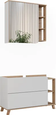 Immagine prodotto di Set di mobili da bagno Vicco Karen Sonoma/Bianco 2 parti, Model 55427