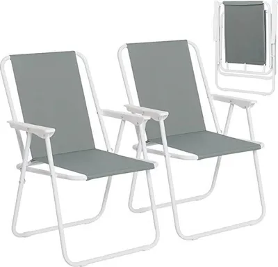 Produktbild von WOLTU Campingstuhl Faltbar, 2er Set, Faltstuhl Klappstuhl Komfortable, Angelstuhl Ultraleichter mit Armlehnen für Picknick, Outdoor, Wandern, Garten, Balkon, Dunkelgrau