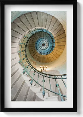 Produktbild von Wendeltreppe– Wandbild mit Rahmen – Gerahmtes Bild  – Wanddekoration – 40x60 cm –  Schwarz