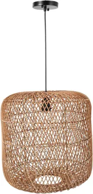 Produktbild von VIVANNO Hängelampe Rattan DAVANTA Rund, Natur geflochten - 30x40 cm