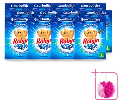 Imagen del producto de 12 unidades de bolsitas perfumadas Robijn Intense, aroma Frescura, pack económico