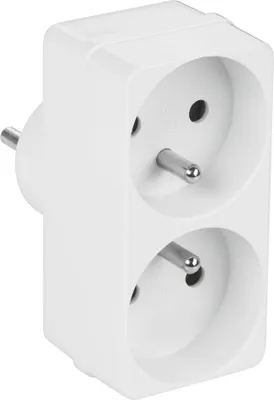 Imagen del producto de Rebel URZ3057. Enchufe múltiple con 2 tomas redondas, color blanco