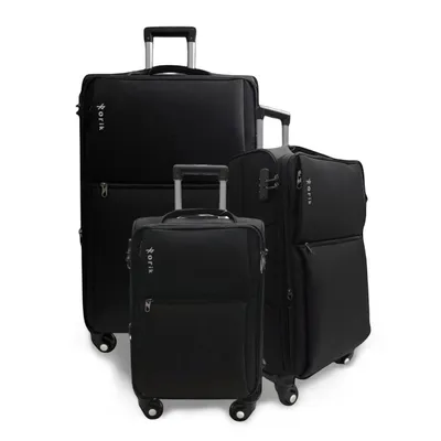 Produktbild von Set mit 3 Textiltrolleys, Rorik Destination, 20/24/28 Zoll, 35/70/97 L, Zahlenschloss, 360° Rollen, Teleskopgriff, Schwarz, Größe S/M/L