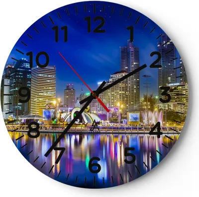 Produktbild von Wanduhr - Rund - Glasuhr - Asien bangkok gebäude stadt - 40x40cm - Schleichendes Uhrwerk - Lautlos - zum Aufhängen bereit - Dekoration Modern - Wanddekoration aus Glas - C4AR40x40-2447