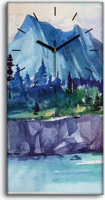 Produktbild von Leinwand Wanduhr Wandkunst Uhr Geräuschlos 30x60 Malerei Wald Berge Wasser - schwarze Hände