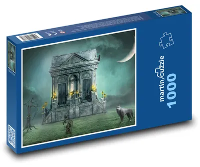Produktbild von Puzzle 1000 Halloween - Spukhaus und Mond - martinpuzzle