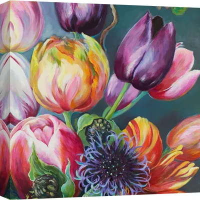 Imagen del producto de Cuadros sobre lienzo con motivos florales - Nel Whatmore - Tulipanes - 90x90 cm