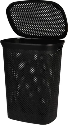 Produktbild von Schwarzer Wäschekorb mit Deckel 60 L