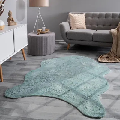 Produktbild von TT Home Wohnzimmer Teppich Unifarben Flauschig Modern Kunstfell Kurzflor Größe 80x120 cm Fell-Form