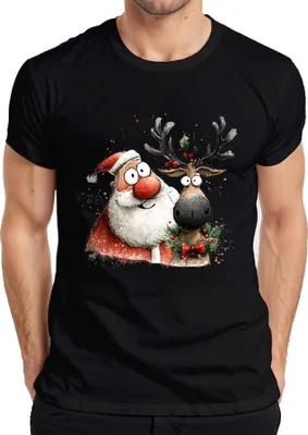 Produktbild von Weihnachtsmann Rentier Rudolph lustig Weihnachten Geschenk Herren T-Shirt, Schwarz, S